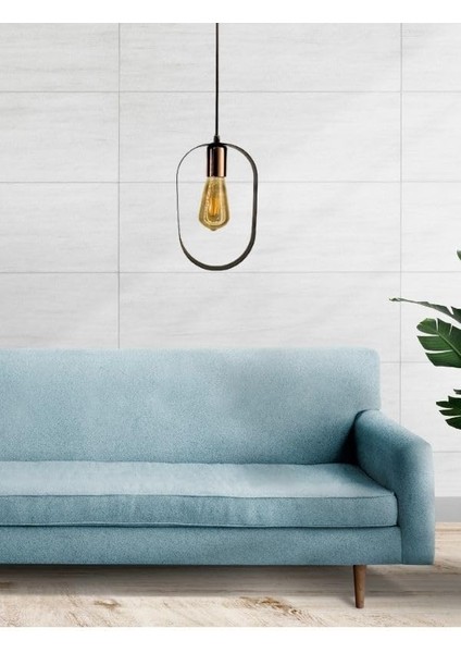 Oval Dizayn Bakır Duylu Ofis Cafe Restaurant Sarkıt Tekli Avize Aydınlatma