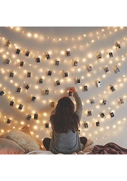 5 Metre Peri LED Işık 25 Adet Küçük Mandal Set Anı Duvarı Süs fiyatları