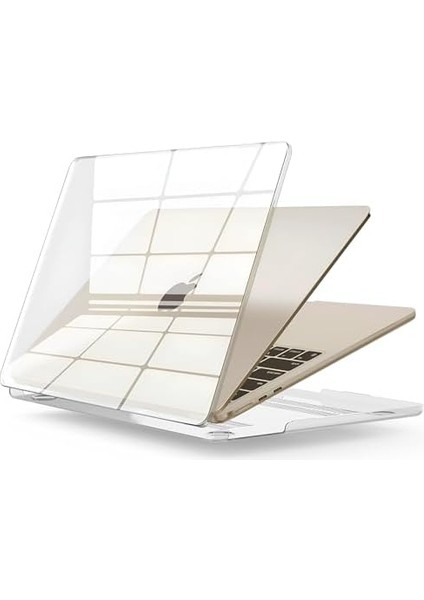 Macbook Air M2 / M3 Çip 2022-2023-2024 Yılları 13.6'' ile Uyumlu Ultra Clear Sert Koruyucu Kılıf (A2681) (A3113) Kodlu Modeller Için (Super Şeffaf) modelleri