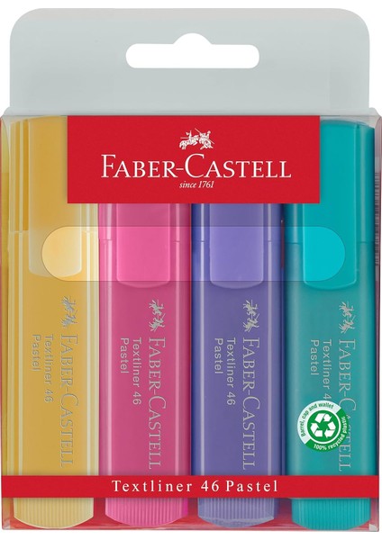 Textmarker Textlıner 1546 Pastel, 1 - 5 Mm, 4'lü Paket, Içerik: 1x Sarı, Yeşil, Fuşya ve Lila