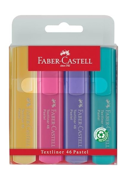 Textmarker Textlıner 1546 Pastel, 1 - 5 Mm, 4'lü Paket, Içerik: 1x Sarı, Yeşil, Fuşya ve Lila