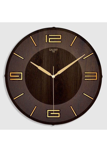 Exclucive Compass Serisi Bombeli Klasik Kadranlı Ev ve Ofis Duvar Saati 35 cm Kahverengi