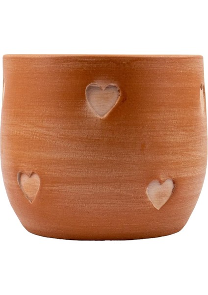 Tasarımı Ev Dekorasyon Aksesuar Kalp Desenli Toprak Saksı Saksılık Salon Çiçeklik - 19 cm