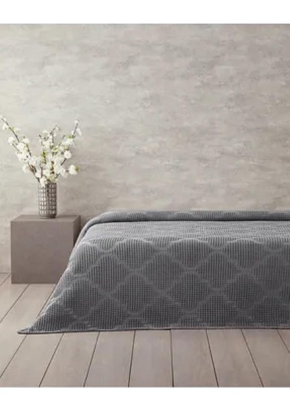 Home Fiona Pamuklu Waffle Çift Kişilik Pike Koyu Gri