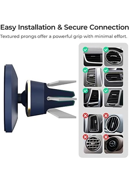 Velox Manyetik Araç Tutucu, Havalandırma Yarıkları Için, Magsafe iPhone 12, iPhone 13, iPhone 12/13 Mini, Pro, Pro Max, Swartz, MGSFIO102 Dahil