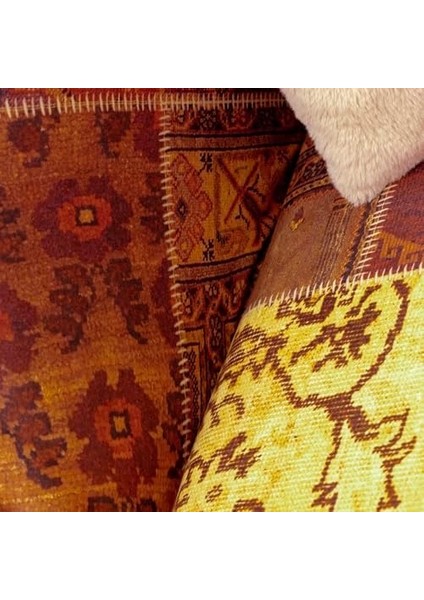 Concept Softmicro Koltuk Örtüsü | Çekyat Örtüsü | Koltuk Şalı | Etnik Desenli Boho Patchwork Kaymaz | Kiremit 180X220 cm