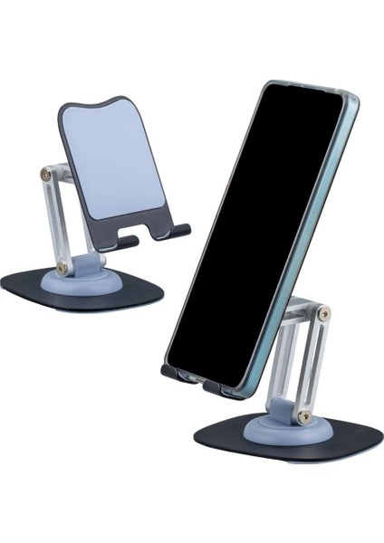 360 Derece Döner Telefon ve Tablet Tutucu Alüminyum Stand, Ayarlanabilir Yükseklik, Ayarlanabilir Pozisyon, Dayanıklı ve Hafif