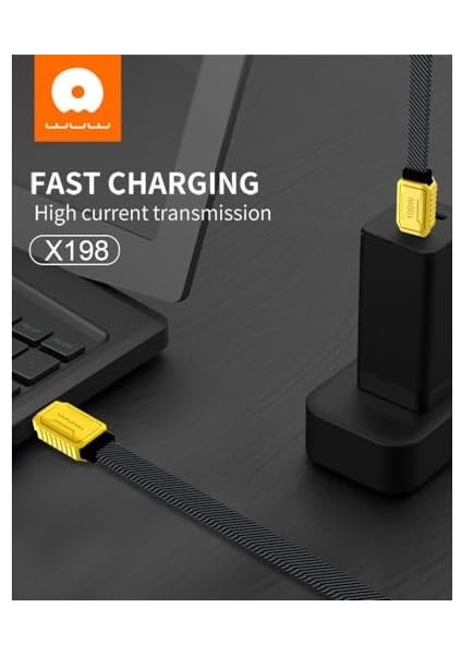 Data Cable X198 Type-C To Type-C 100W Hızlı Sarj Kablosu 1m