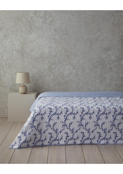 Home Scroll Flowers Tek Kişilik Çok Amaçlı Örtü Mavi