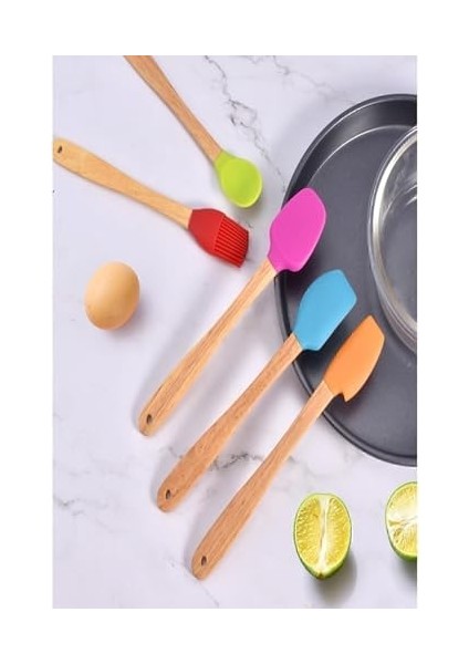 Indigo 5 Li Renkli Bambu Silikon Spatula Seti Uzun 26 cm fiyatları