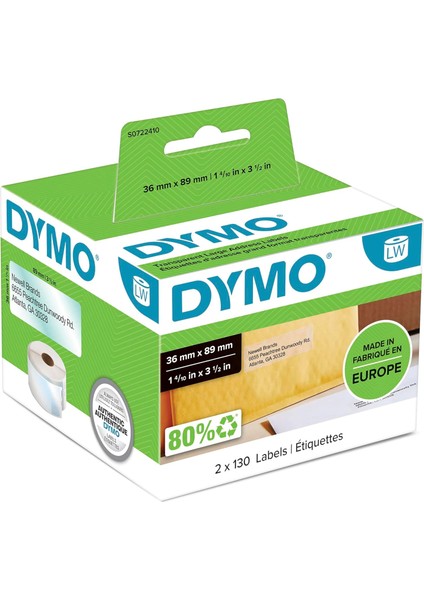 S0722410, Lw Geniş Adres Etiketi, (89 x 36 Mm) 260 Etiket/paket, Şeffaf - (99013)