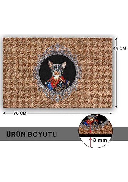 Tasarımlı Dekoratif Kapı Önü Paspas, Dış Mekan/ev Içi/banyo/mutfak/yatak Odası/giriş Paspasları (Mr Buldog, 45 x 70)