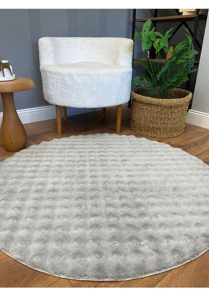 Bubble Tavşan Yuvarlak Post Yumuşacık Tavşan Tüyü Kaymaz Yıkanabilir Krem fırsatları