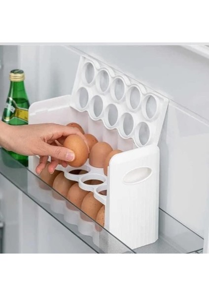 Bölmeli Plastik Yumurta Kutusu 3 Katlı Yumurtalık Buzdolabı Organizeri Saklama Kabı Eggy Box