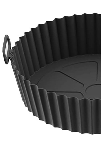 Yeniden Kullanılabilir Xl Airfryer Silikon Pişirme Kabı 23 cm Bpa Içermez Airfryer Pişirme Kağıdı, Yapışmaz Kolay Temizlenir, Büyük Boy Silikon Pişirme Kalıbı (Siyah)
