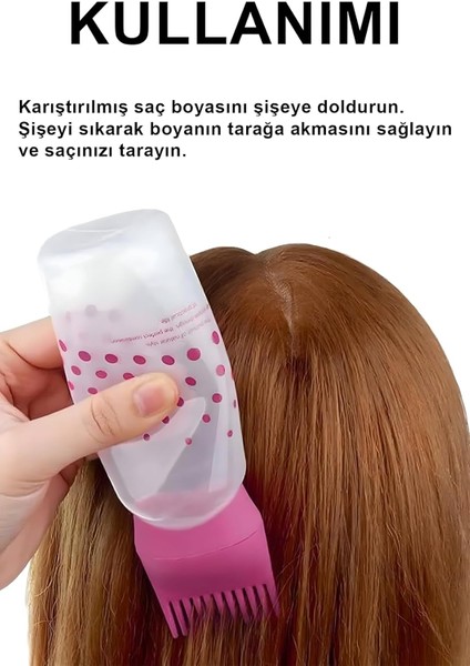 Taraklı Saç Boyama ve Bakım Yağı Uygulama Şişesi 1 Adet 120 ml Saç Dip Boyası Aplikatörü