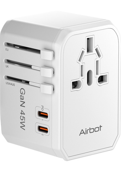 Seyahat Adaptörü 308MAX Evrensel Seyahat Fişi Adaptörü 45W Uluslararası Dünya Çapında Çoklu Adaptör USB + Tip-Cpd ile