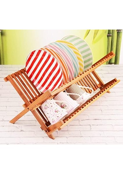2 Katlı Bambu Katlanır Bulaşıklık ve Tabaklık, Bambu Bulaşıklık, Bambu Tabaklık - Pratik ve Çevre Dostu 2 Katlı Bambu Katlanır Bulaşıklık ve Tabaklık - Mutfakta Düzeni Kolayca Sağlayın!