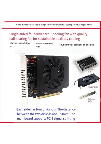 PCIEX16 Nvme M2 Mkey SSD Dizi Genişletme Adaptör Kartı Anakart Pcıe Soğutma Fanı ile Bölünmüş (Yurt Dışından) fiyatları