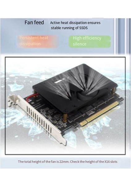 PCIEX16 Nvme M2 Mkey SSD Dizi Genişletme Adaptör Kartı Anakart Pcıe Soğutma Fanı ile Bölünmüş (Yurt Dışından) fırsatları