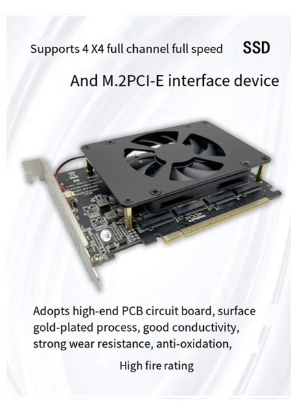 PCIEX16 Nvme M2 Mkey SSD Dizi Genişletme Adaptör Kartı Anakart Pcıe Soğutma Fanı ile Bölünmüş (Yurt Dışından) indirimleri