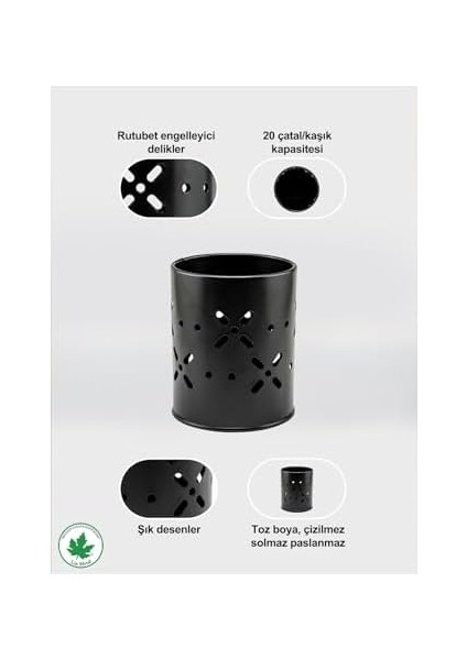 Metal Papatya Çatal-Bıçaklık Metal Mutfak Düzenleyici, Kaşıklık, Tezgahüstü Organizer, Kaşıklık Standı Siyah fiyatları