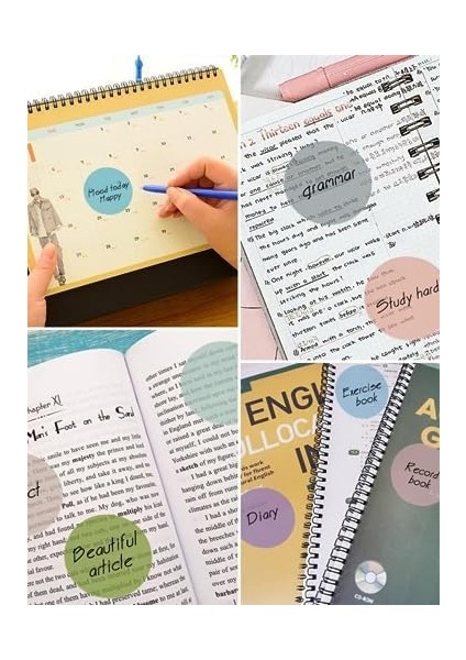 Şeffaf Renkli Yapışkan Post It Daire Not Kağıdı Dairenot (5 Li Set-2) fiyatları