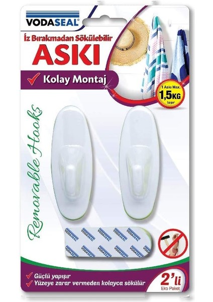 53.01.080 2'li Iz Bırakmaz Büyük Oval Askı, Beyaz