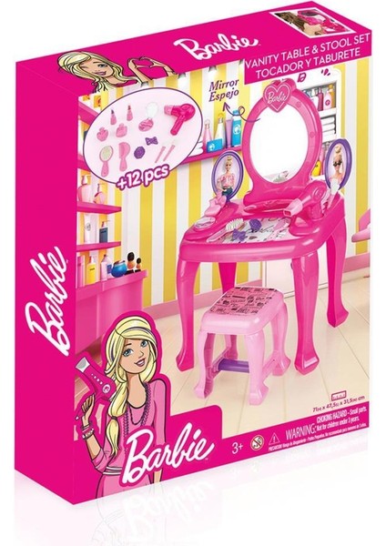 1609 Barbie Ayaklı Makyaj Masası ve Sandalye Seti - Dolu