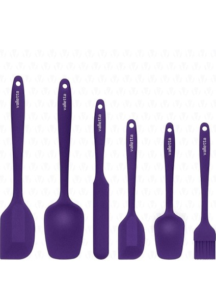 Drongo Isıya Dayanıklı Yanmaz Yapışmaz Silikon Spatula Seti 6 Parça Mor