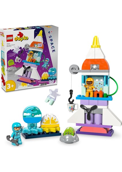 Duplo 3 Ü 1 Arada Uzay Mekiği Macerası 10422-3 Yaş ve Üzeri Çocuklar Için Astronot Minifigürü Içeren Eğitici Oyuncak Yapım Seti (58 Parça)