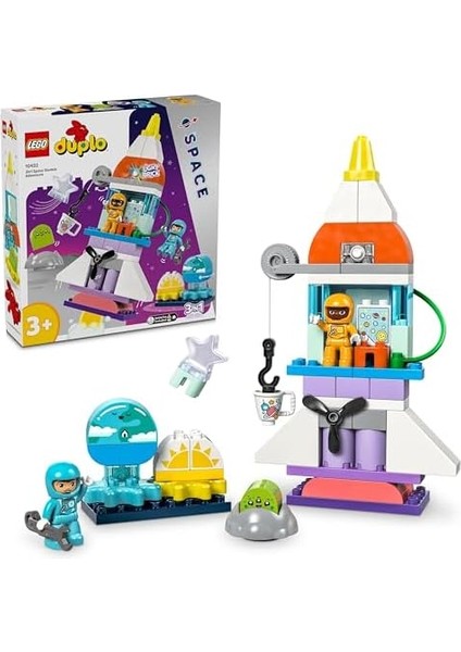 Duplo 3 Ü 1 Arada Uzay Mekiği Macerası 10422-3 Yaş ve Üzeri Çocuklar Için Astronot Minifigürü Içeren Eğitici Oyuncak Yapım Seti (58 Parça)
