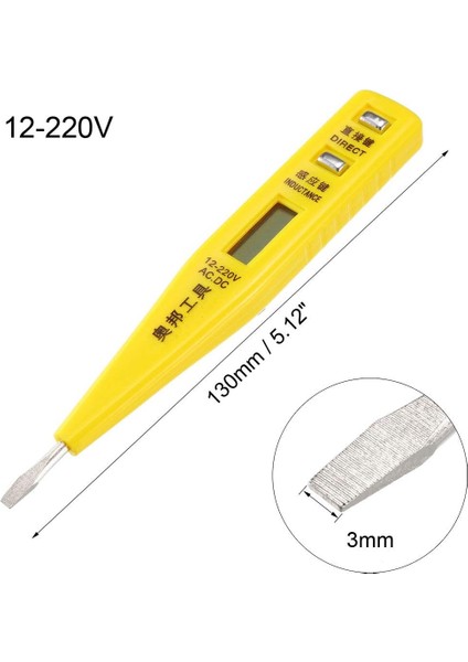 Dijital Voltaj Test Cihazı, Elektrikli Kalem Tornavida LCD Devre Test Cihazı Dedektörü Kırılma Noktası Temas Test Kalemi 3 mm Yuva, AC12-220V