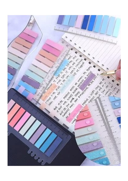 Post It 10 Renkli 200 Yaprak Şeffaf Yapışkan Not Kağıtları Sticky Notes Etiket Not Defteri Kitap Ayracı Gökkuşağı Serisi (Yıldız Denizi)