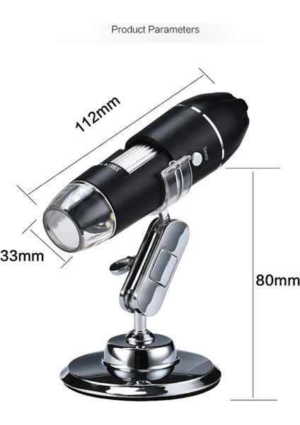 Dijital Mikroskop Analiz 8 LED 1600X Zoom 2mp USB Pc Android Uyumlu Otg Yüksek Çözünürlüklü Kamera