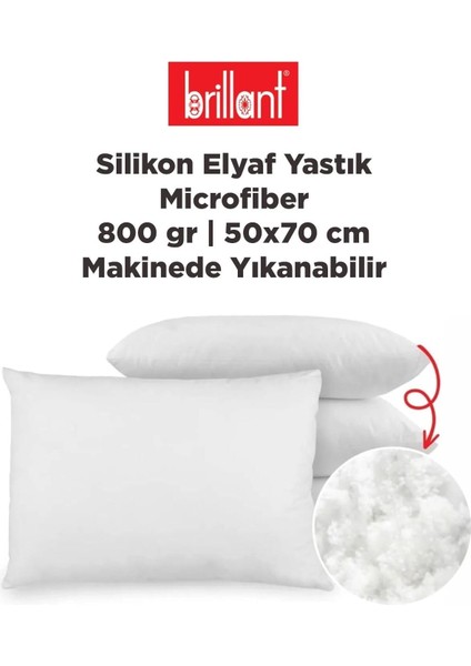 Microfiber Silikon Elyaf Yastık 800 gr | 50 x 70 | Makinede Yıkanabilir Silikon Yastık