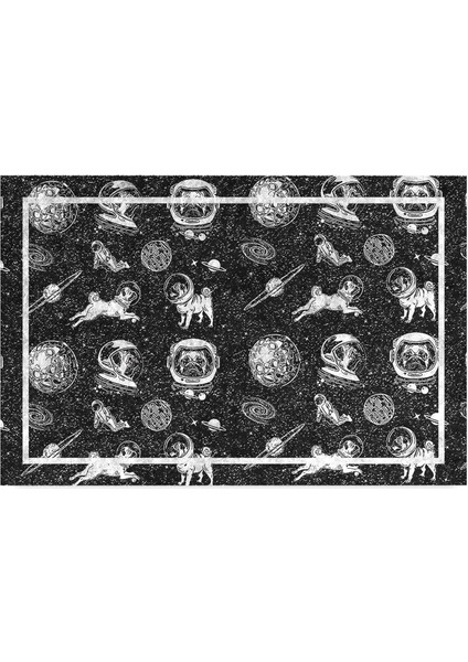 Tasarımlı Dekoratif Kapı Önü Paspas, Dış Mekan/ev Içi/banyo/mutfak/yatak Odası/giriş Paspasları (Black Space, 45 x 70)