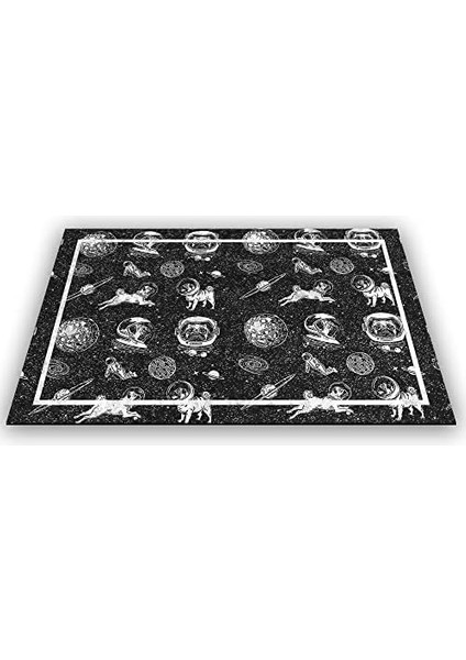 Tasarımlı Dekoratif Kapı Önü Paspas, Dış Mekan/ev Içi/banyo/mutfak/yatak Odası/giriş Paspasları (Black Space, 45 x 70)