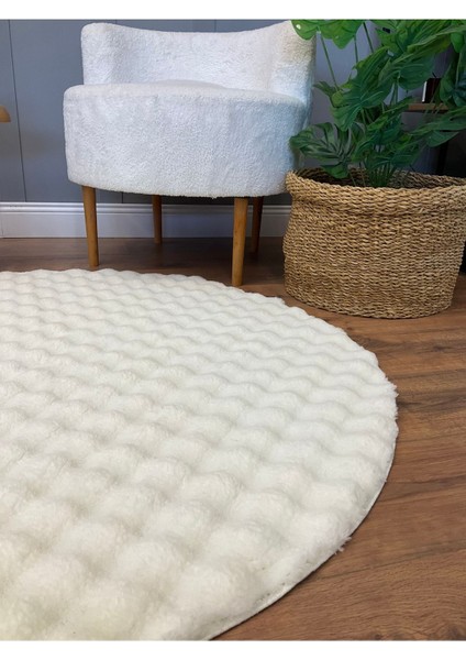 Bubble Tavşan Yuvarlak Post Yumuşacık Tavşan Tüyü Kaymaz Yıkanabilir Krem fiyatları