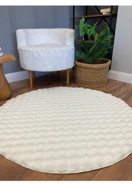 Bubble Tavşan Yuvarlak Post Yumuşacık Tavşan Tüyü Kaymaz Yıkanabilir Krem indirimleri