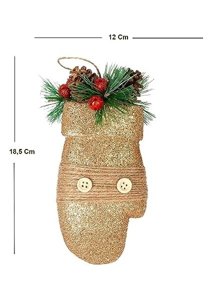 Yılbaşı Süsü Eldiven Berry'li 2'li Paket Dore 12 x 18,5 cm .