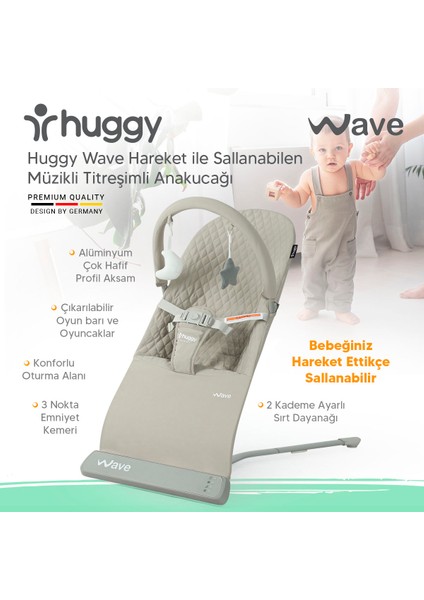 Wave Bebek Hareket Ettikçe Sallanabilen Kademeli Müzikli Titreşimli Anakucağı