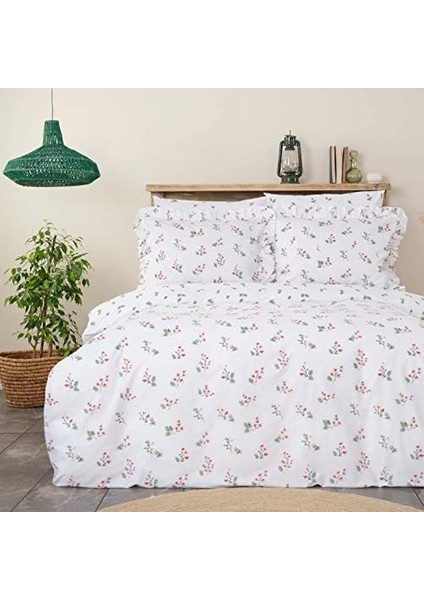 Home Silvie KIRMIZI Pamuk Fırfırlı Çift Kişilik Nevresim Takımı modelleri