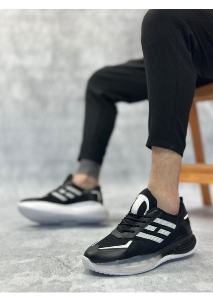 DRNBA0650 Tarz Sneakers Yüksek Taban Siyah Beyaz Spor Ayakkabısı