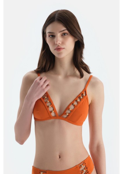 Kiremit Üçgen Küçük Bikini Üst