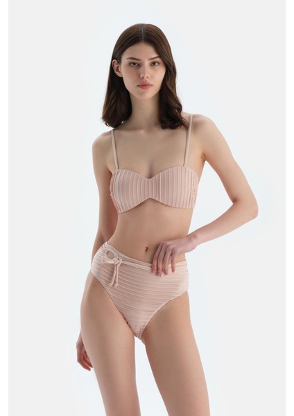 Ekru Yüksek Bel Bikini Alt