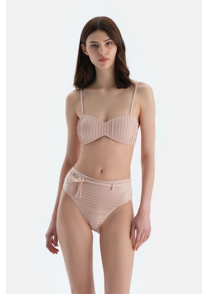 Ekru Yüksek Bel Bikini Alt