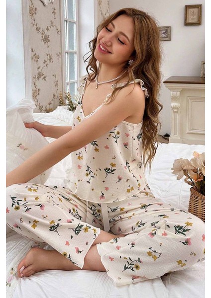 Özel Örme Kumaş Askılı Pijama Takımı