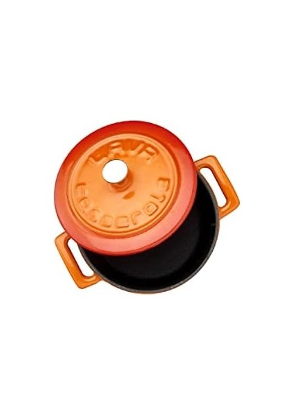 Metal Döküm Mini Tencere, Trendy, 10 Cm, 0.35 L Hacim, Turuncu