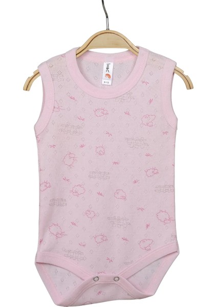 Bebek Atlet Pamuklu Body Jakarlı Kuzu Desenli Çıtçıtlı Zıbın